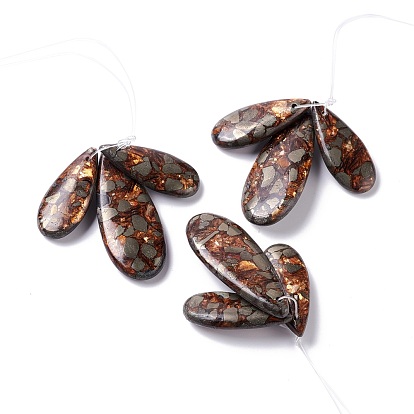 Assembled Synthetic Bronzite and Pyrite Pendants, Teardrop