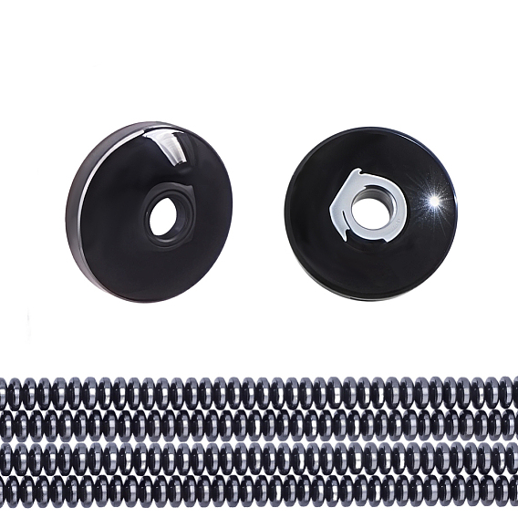 2 Strands Synthetic Non-Magnetic Hematite Beads Strands, Disc, Heishi Beads