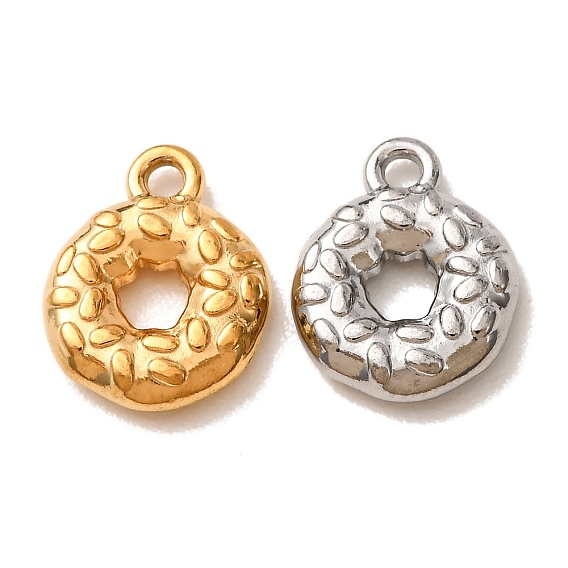 304 Stainless Steel Pendants, Doughnut Charms, Long-Lasting Plated
