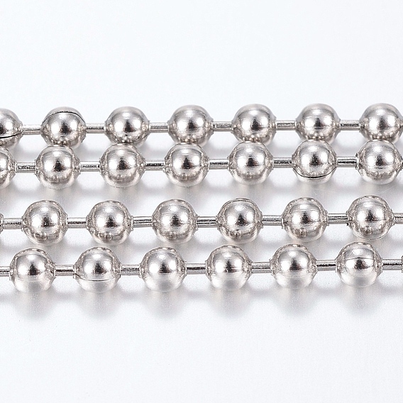 Vacuum Plating 304 Stainless Steel Ball Chains, with Spool, Round