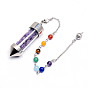 Colorful gravel wishing bottle conical natural crystal gravel chakra pendant crystal wishing bottle balance healing pendulum