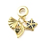 Латунные подвески с синими кубическими цирконами в европейском стиле, подвески в виде ракушки, морской звезды, дельфина с большим отверстием, долговечный, без свинца и без кадмия, стойки покрытие