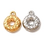 304 Stainless Steel Pendants, Doughnut Charms, Long-Lasting Plated