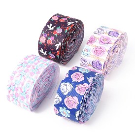 10 Yards 1.5" Wide Floral Printed Grosgrain Ribbon, for DIY Craft Hair Bow Gift Packing Festival Wedding Party Birthday Decoration