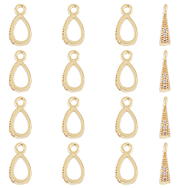 Подвески из латуни с прозрачным фианитом, без никеля , полый, слеза