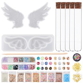 Olycraft DIY Mace Silicone Molds Kits, Including Glass Test Tubes, Wood Stick, Nail Art Glitter, Nail Art Sequins/Paillette, Nail Art Tinfoil, Glass Beads, Natural Spiral Shell Beads, Alloy Pendants
