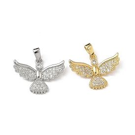 Латунные микропаве прозрачные подвески с фианитом, очарование птицы