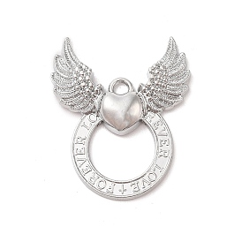 Alloy Pendants, Wing with Heart Charm