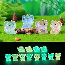 Luminous Resin Elephant Figurines Statues for Car Desktop Decoration, Glow in the Dark Ornaments