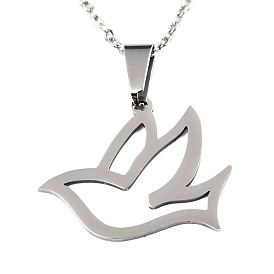 201 из нержавеющей стали ожерелья подвески, с кабельными цепями и когтями омара застежками, голубь