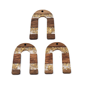 Подвески из прозрачной смолы и вощеного ореха, с фольгой, арка