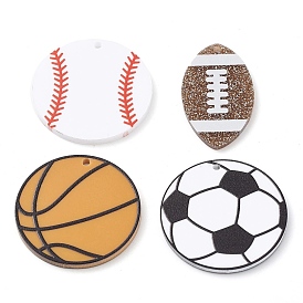 Pendentifs acryliques imprimés, basket-ball/football/base-ball/rugby