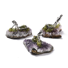 Кластер естественных драгоценных камней & орнамент модели шахтера сплава, для украшения дома стола