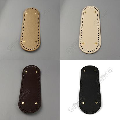 4 Stück 4 Farben ovale Strick- und Häkeltaschen aus PU-Leder für Nagelunterseiten, mit Eisennagel