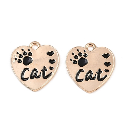 Подвески из эмали и сплава, без кадмия и без свинца, подвеска в виде сердца с отпечатком лапы