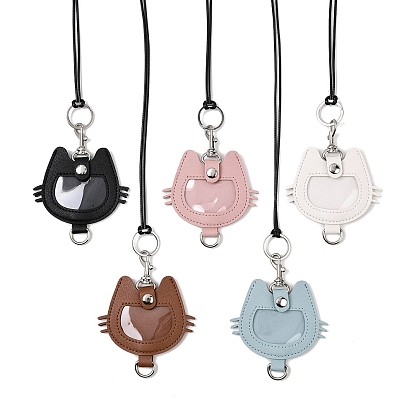 Подвеска в виде кошачьего мешочка для монет из искусственной кожи, ожерелье из черного вощеного шнура, с фурнитурой из цинкового сплава, платина