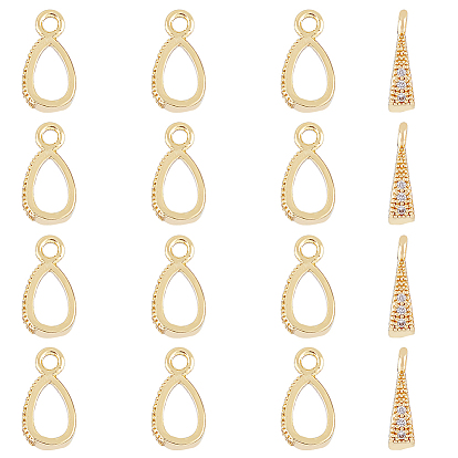 Подвески из латуни с прозрачным фианитом, без никеля , полый, слеза