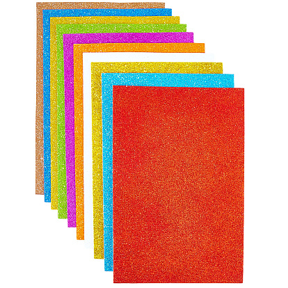 10 самоклеящиеся листы из ЭВА-пены для рукоделия, с блеском порошков, прямоугольные