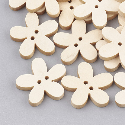 2-Hole Wooden Buttons, Flower