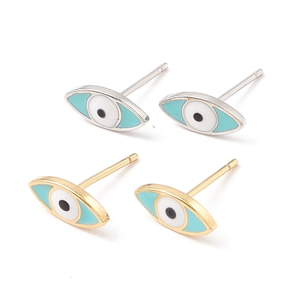 Серьги-гвоздики с эмалевым конским глазом, украшения из латуни для женщин, без кадмия и без свинца, долговечный