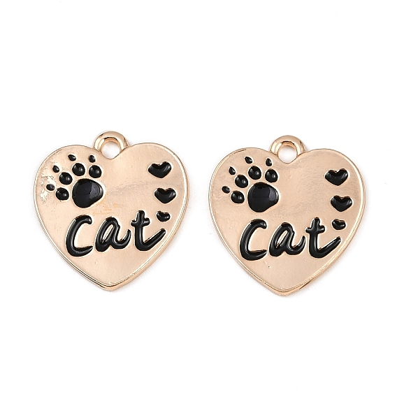 Подвески из эмали и сплава, без кадмия и без свинца, подвеска в виде сердца с отпечатком лапы
