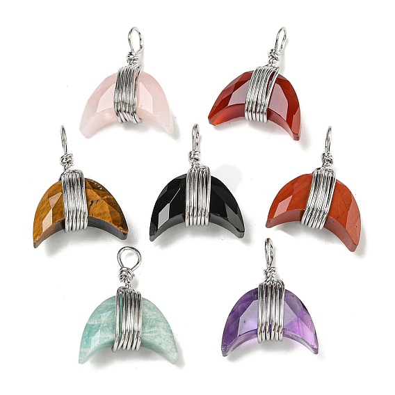 Подвески из медной проволоки с натуральным драгоценным камнем, подвески из граненого рога, платина