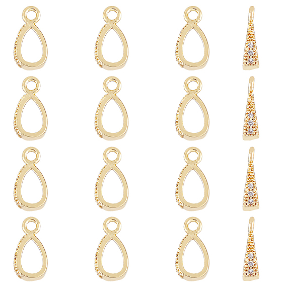 Подвески из латуни с прозрачным фианитом, без никеля , полый, слеза