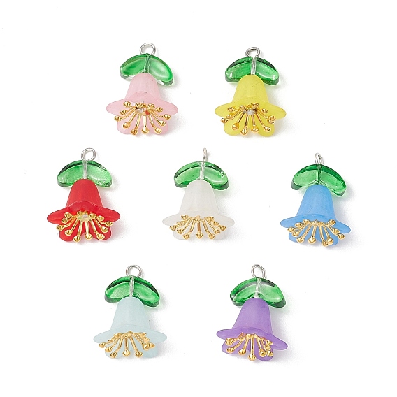 Прозрачные стеклянные бусины, окрашенные распылением, с прозрачными акриловыми бусинами и железными колпачками для бусин и железными штифтами с плоскими головками