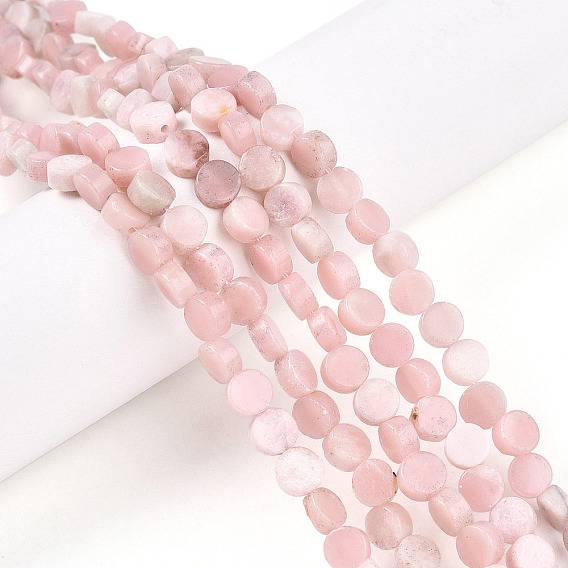 Натуральный розовый опал бусы пряди, плоско-круглые