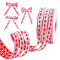 3 Rolls 3 Colors Polyester Ribbon, Heart Pattern, for Gift Packaging