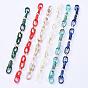 Handmade Paperclip Chains, Drawn Elongated Cable Chains, with Aluminium Linking Rinds and Acrylic Linking Rinds, Imitation Gemstone Style, Light Gold