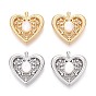 Натуральный белый оболочки подвески, подвески в форме сердца с латунными микропаве из прозрачных кубических цирконий