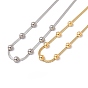 304 Stainless Steel Half Round Beaded Pendant Necklace with Herringbone Chains for Women