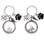 2Pcs 2 Styles 304 Stainless Steel & Glass & Alloy Enamel & 201 Stainless Steel Locket Pendant Keychains, Mixed Shapes, with Iron Split Key Rings