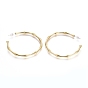 Semicircular Brass Stud Earrings, Half Hoop Earrings, with 925 Sterling Silver Pin and Plastic Ear Nuts, Long-Lasting Plated, Bamboo Shape