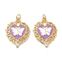 Латунные микро проложить кубического циркония подвески, Эмаль стиле, сердце с бабочкой