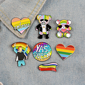 Creative Rainbow Series Brooch Mr. Bear and Mrs. Bear Embrace the Rainbow YAS Queen Rainbow Gay Badge