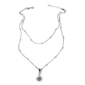 Flower Pendant Necklace with Multiple Layers for a Simple European and American Style Look