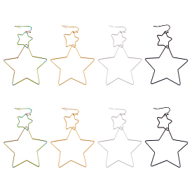 Unicraftale 4 пары 4 цвета интерлок двойные открытые серьги с подвесками в форме звезды, ионное покрытие (ip) 304 серьги-капли из нержавеющей стали с крупной геометрией для женщин