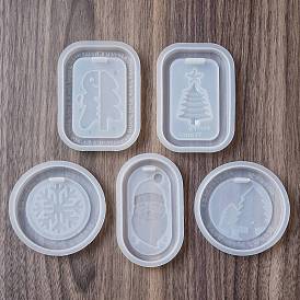 DIY Christmas Theme Pendant Silicone Molds, for UV Resin & Epoxy Resin Craft Making, White
