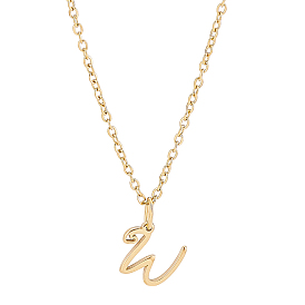 1pc 304 colliers pendentifs en acier inoxydable avec lettres, or, sans plomb & sans nickel & sans cadmium 