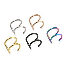 304 Stainless Steel Double Line Cuff Earrings, Non Piercing Nose Rings, False Lip Rings