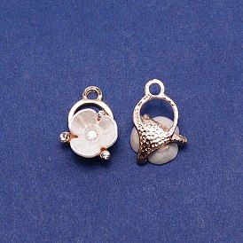 Прелести сплава Rhinestone, с пластиковой имитационной жемчужиной, цветок, золотой свет