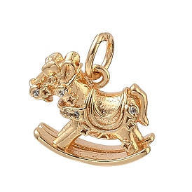 Breloques en laiton zircon cubique transparent, bascule charmes de chevaux