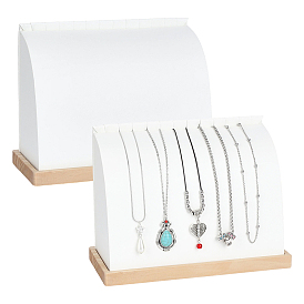 Imitation Leather with Wood Necklace Display Stands, Jewelry Display Organizer Holder for Necklace Storage