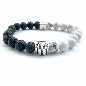 Браслеты из натуральных и синтетических драгоценных камней с круглыми бусинами, ювелирные изделия из сплава с отпечатками лап для женщин и мужчин