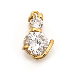 Латунные микро проложить кубического циркония прелести, форма кошки, долговечный, без никеля , реальный 18 k позолоченный