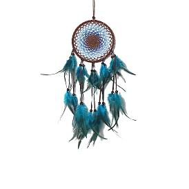 Indian Style Cotton Woven Net/Web with Feather Hanging Decorations, for Home Room Bedroom Wall Decoration