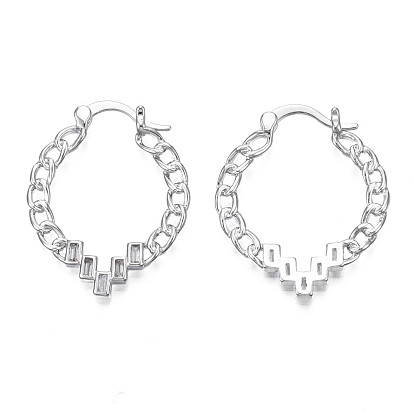 Каплевидная серьга-кольцо с кубическим цирконием, серьги в форме цепочки из латуни для женщин, без никеля 