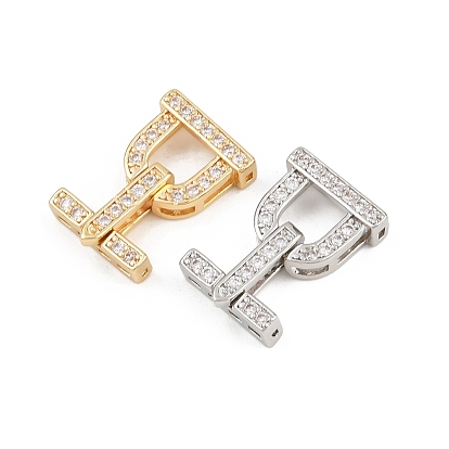 Латунное микропейв, прозрачный кубический цирконий, складные застежки, г-образный